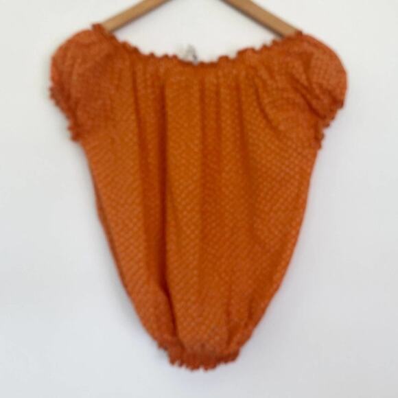 Pietrogrande Burnt Orange Ruffled Polka Dot Boho Blouse Top - Picture 5 of 8